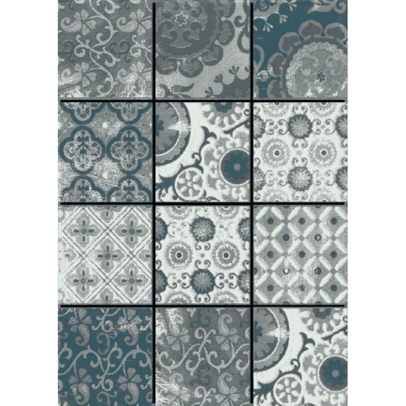 Tapis abstrait bleu, Rectangle 7 pi 10 po x 9 pi 10 po