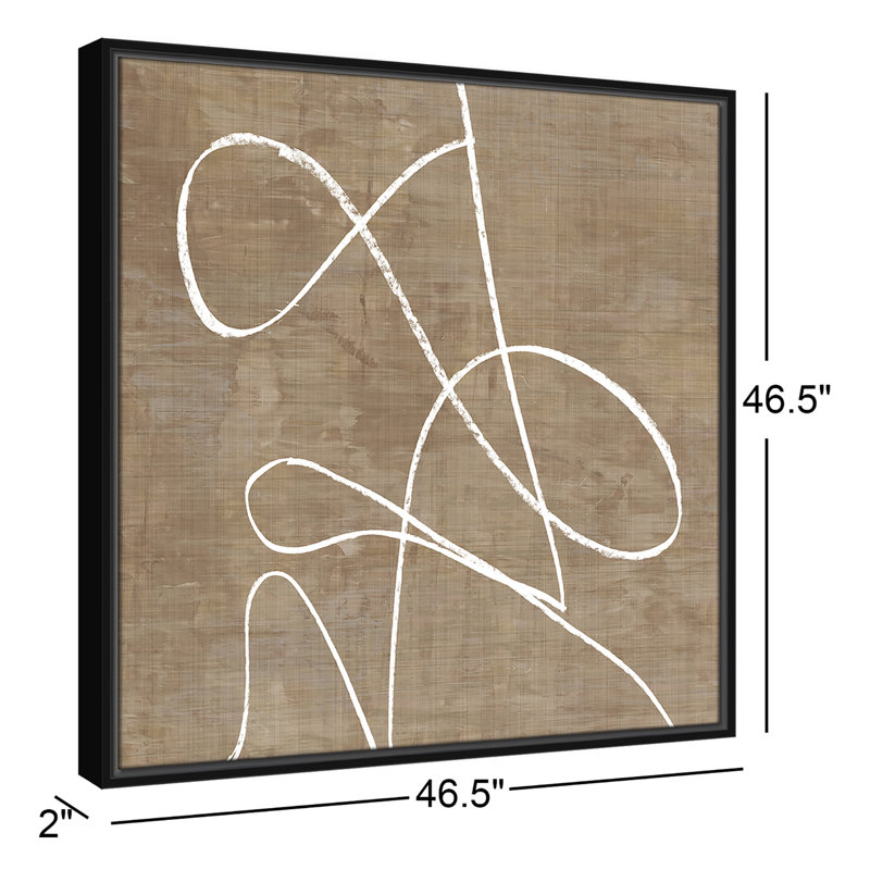 Swooping Lines - Peinture sur toile avec cadre flottant, H 46,5 po x l 46,5 po, Noir