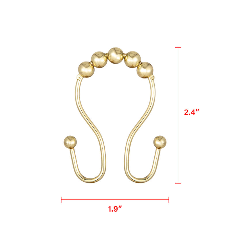 Stainless Steel Shower Curtain Hook, Gold