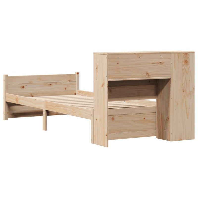 Bookcase Bed Without Mattress Solid Wood Pine, European Single (90 x 200cm)