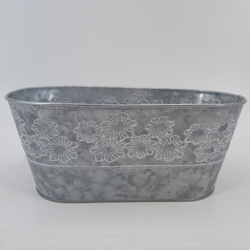 Cache-pot en métal Hublersburg, H 5 po x l 9,75 po x P 4,25 po