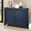 Table de 40 po avec tablette amovible pour le salon - console rétro bleue, espace de rangement réglable, table basse. Plateau bleu marine et brun. Structure en bois de pin massif. Plateau de table spacieux-503190481
