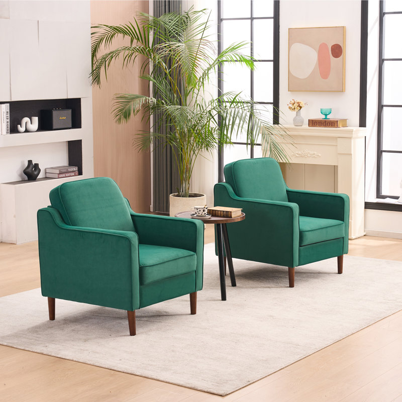 Fauteuil d'appoint Greydy, Velours vert