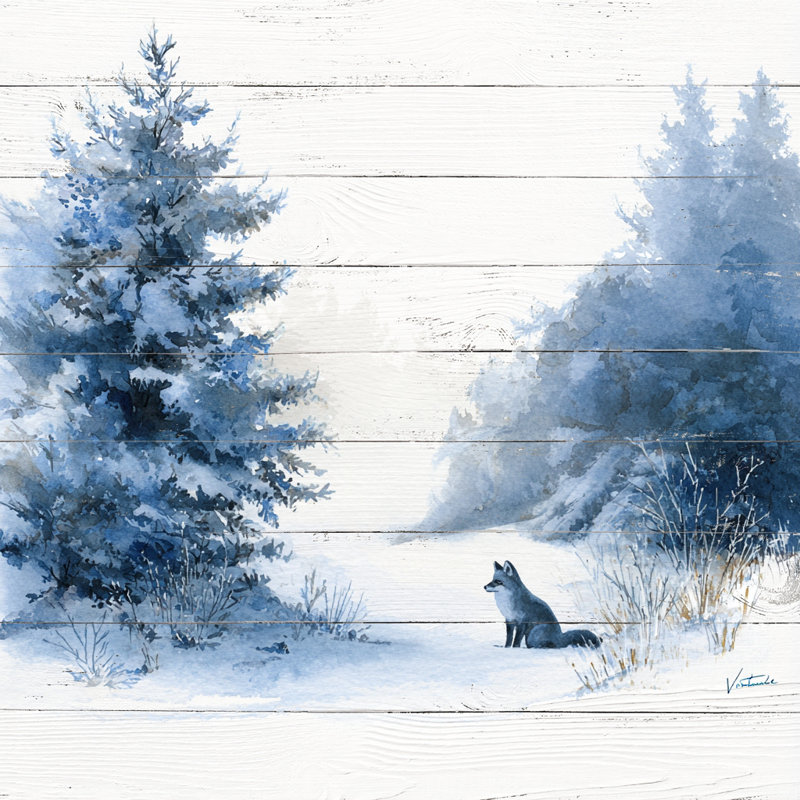 «Winter Fox», art mural sur toile tendue, H 20 po x l 20 po