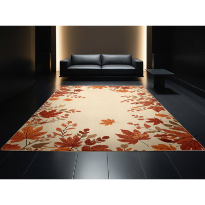 Soft Plush Filkins Halloween Modern & Contemporary Abstract Area Rug in Beige – Beige Binding