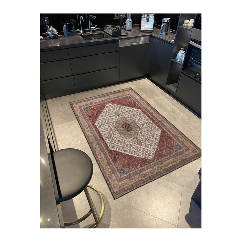 Vintage Washable Woven Base Area Rug, Rectangle 4'7" x 6'7"
