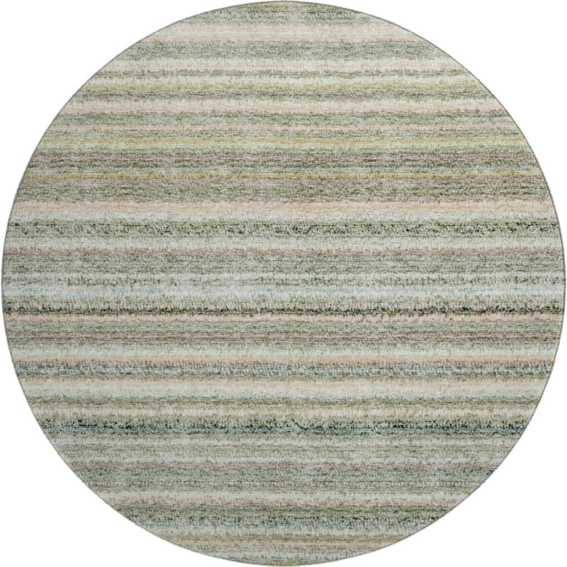 Premium Machine Washable Cerrito AMF598 Sage Rug, Round 8'