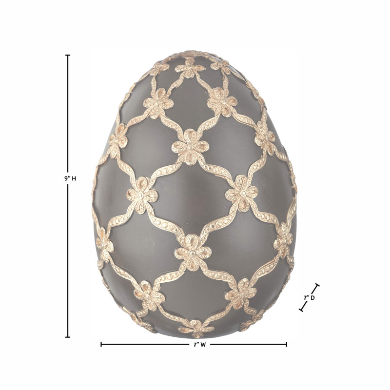 9" Resin Gilded Lattice Egg, Brown