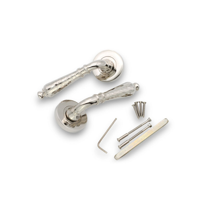Hammered Hazel Lever on Rose Polished Nickel