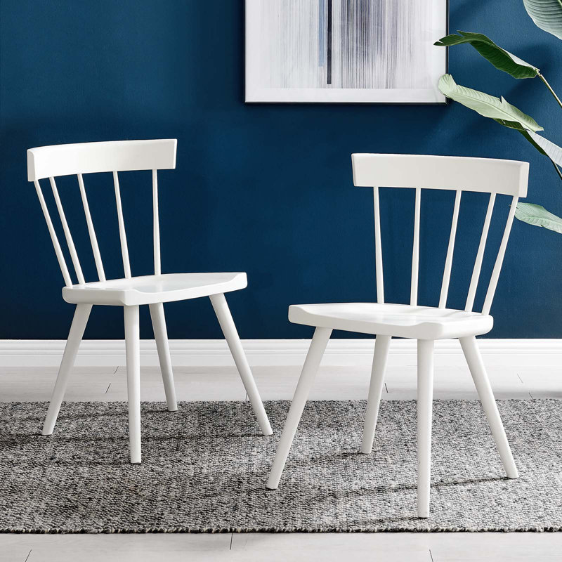 Modway Sutter Wood Dining Side Chair, White, 2