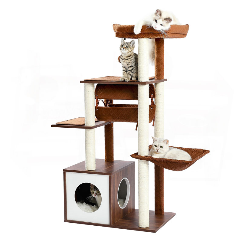 Cool Luxury Tunnel Modern Cat Tree, Brown