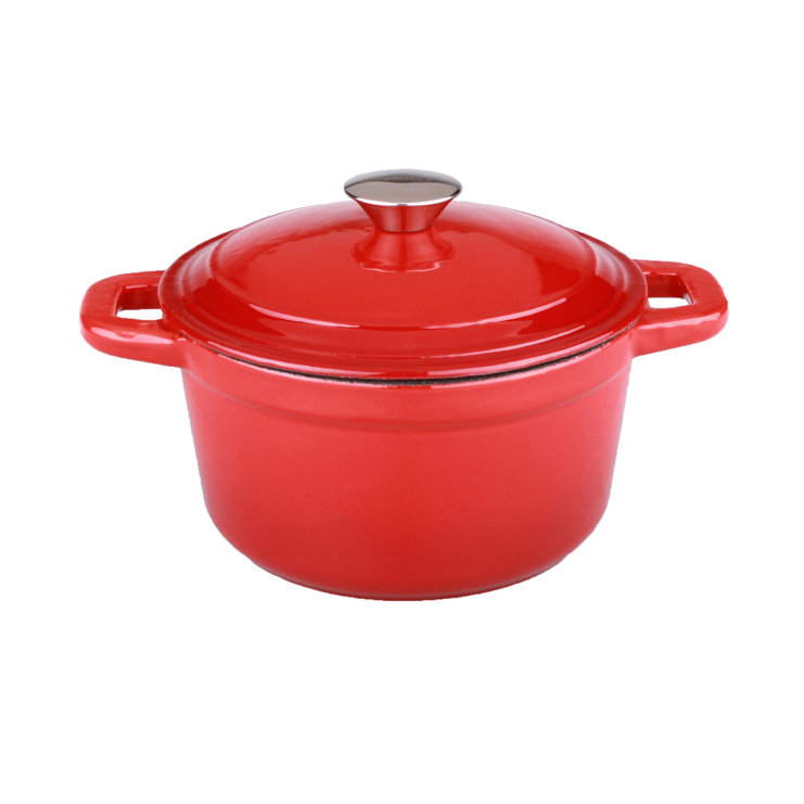 Prep & Savour Maniteau 3 qt. Non-Stick Enameled Cast Iron Round Dutch Oven with Lid, Red