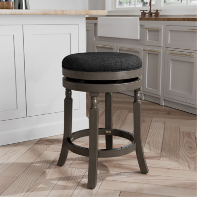 Tabouret de comptoir de 24 po gris vieilli avec assise gris anthracite - style moderne et confortable avec tabouret pivotant à 360 degrés, rangement en tissu, bois franc, rotation à 360 °