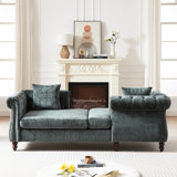 81-inch Chenille Chaise With Button Seat And Back, Nailhead Trim, Rolled Arms For Living Room, Lounge Office, 1 Face-face Grace, 2 Pillows,