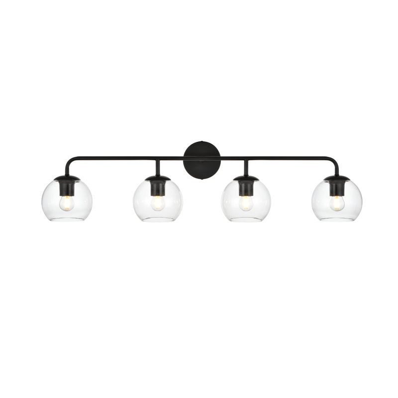 Lumière de meuble-lavabo à intensité variable, Noir, H 10 po x l 37 po x P 37 po, Quatre lumières