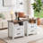 Set of 2 Farmhouse Nightstands with Charging Station & USB-C, 18" Wide 2 Drawers Wood Bedside Table with Open Shelf, White & Walnut-803896271-803896268