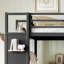 Metal Loft Bed with Wardrobe, Storage Shelves & Pegboard
