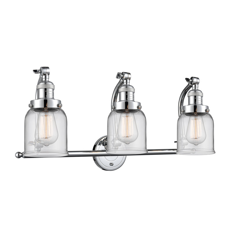 Luminaire de meuble-lavabo 3 lumières 28 po Bell, Clair, Chrome poli, Ampoule incandescente rétro 60 watts