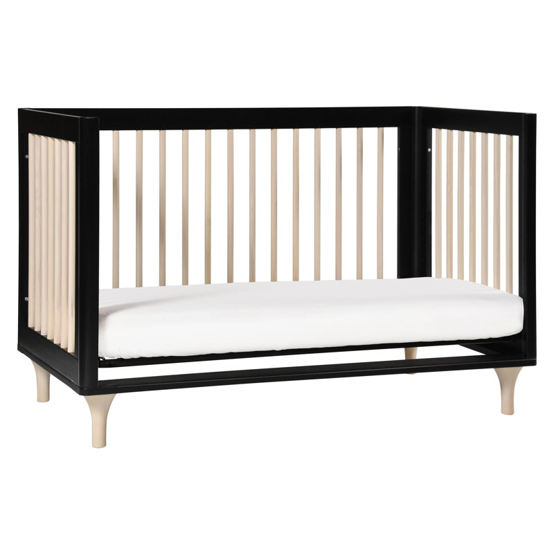 Black and Natural Pine 3-in-1 Convertible Crib with Toddler Bed