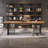 Brown+Black Rectangular Solid Wood+Iron desks-107293674