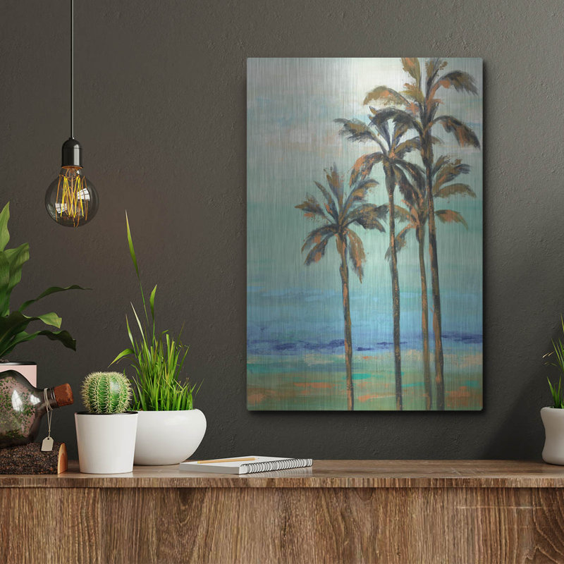 «Copper Palms I» par Silvia Vassileva, art mural en métal, H 16 po x l 12 po