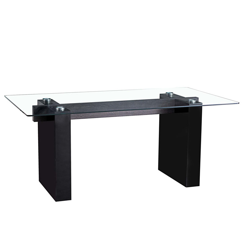 Jameen Glass Top Dining Table, Black