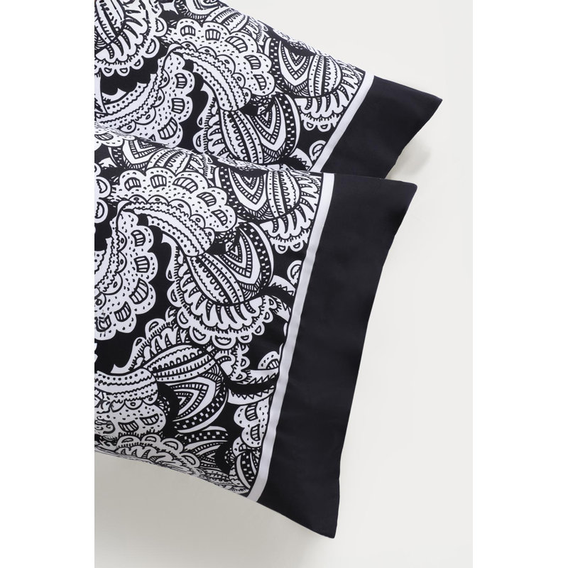 Ensemble de taie d'oreiller pour chambre d'amis 100% coton 2 pièces Black & White, Taie d'oreiller très grande