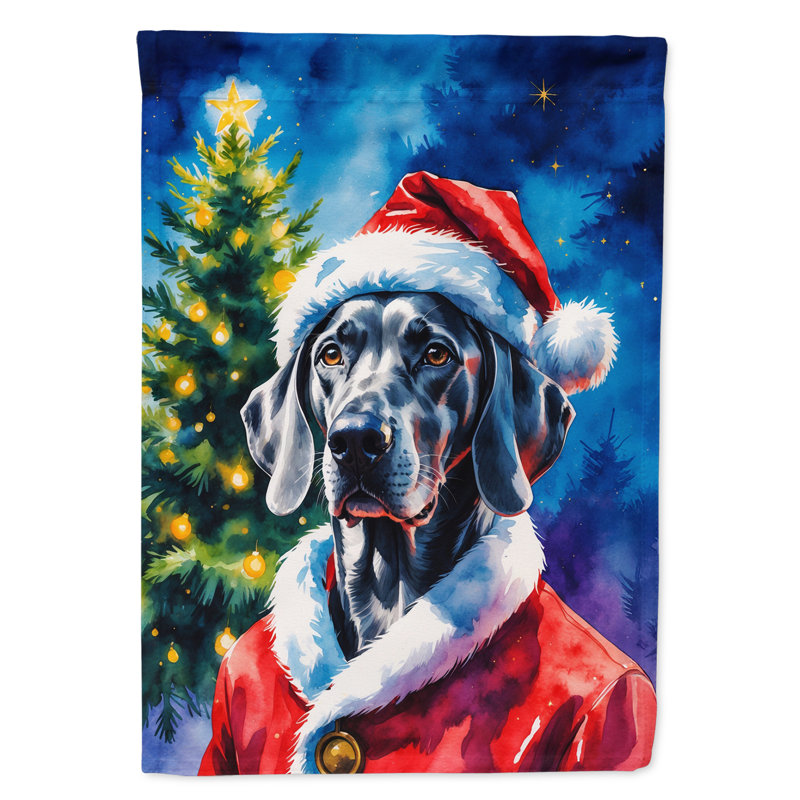 Drapeau de maison de Noël chocolat caniche chocolat, Weimaraner