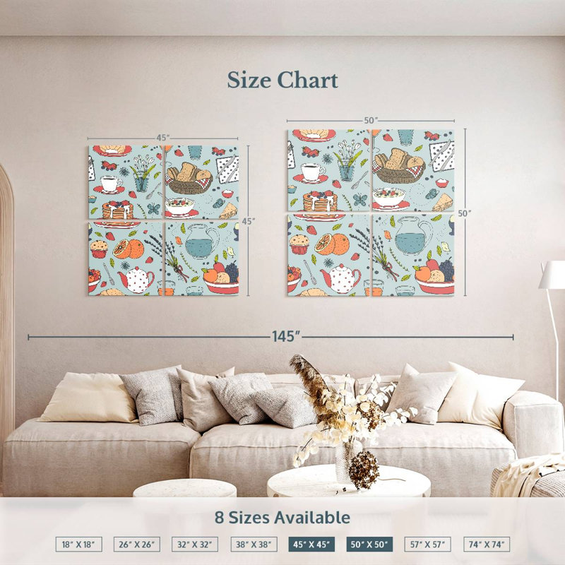 Senne Breakfast Food Pattern, 50" H x 50" W