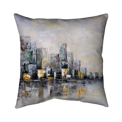 Abstract cityscape in the morning - 16"x16" Throw pillow cover - Poly twill - Print on demand