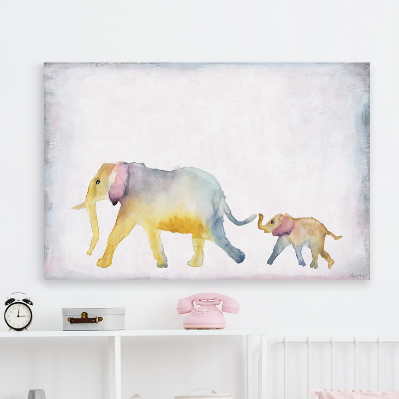 «Elephant Trek», reproduction sur toile tendue, H 24 po x l 36 po x 1,5 po