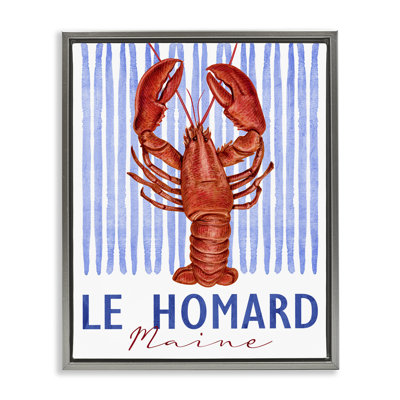 Cadre flottant Le Homard à rayures nautiques, design par Kim Allen