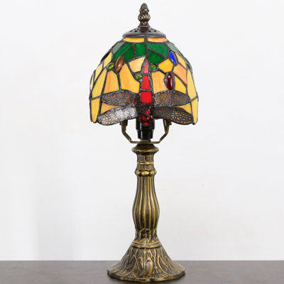 Petite petite lampe de table d'appoint en verre coloré Tiffany 6 x 14,6 po