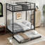 Lit superposé double au-dessus de double avec lit gigogne simple, noir-1598230193