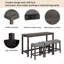 Ensemble de table de bar 4 pièces avec prise de courant, ensemble de table de bar avec chaises, table de bar avec tabourets, table de canapé avec 3 tabourets rembourrés, pour le salon, la salle à manger-1105680370-1105680368