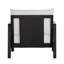 Fauteuil club d'extérieur, structure en bois d'acacia avec accents textilène noir, coussins hydrofuges