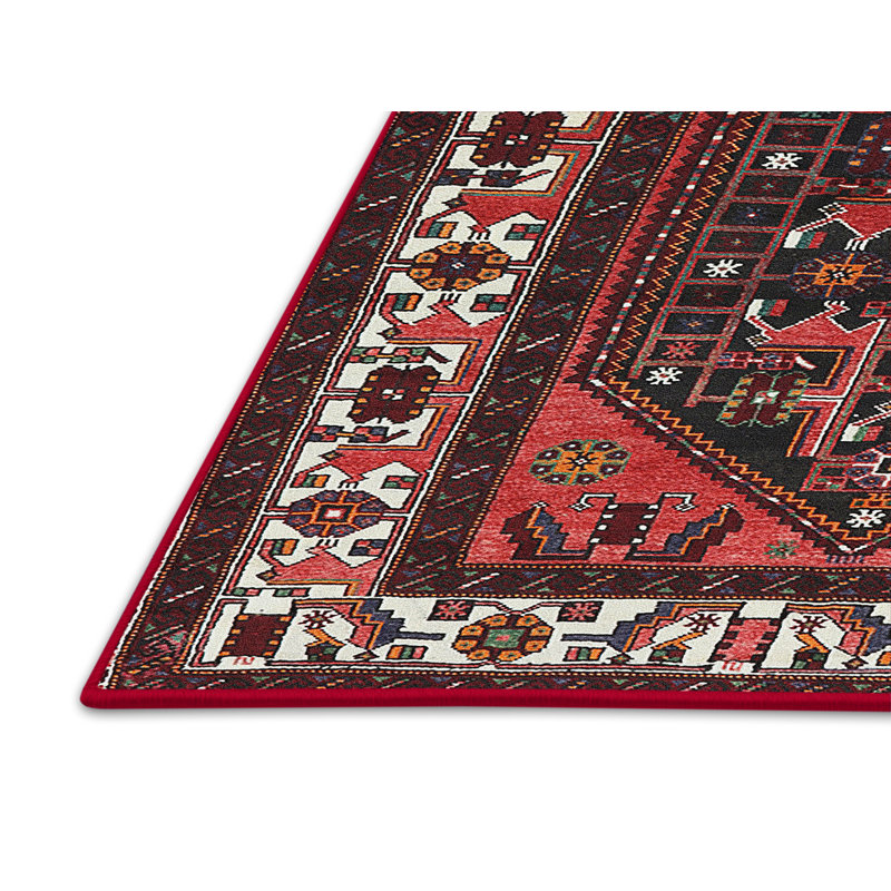 Tapis de style oriental rouge, Rectangle 5 pi x 7 pi