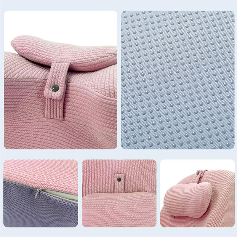 Coussin ergonomique en mousse à mémoire de forme avec appui-tête, Rose
