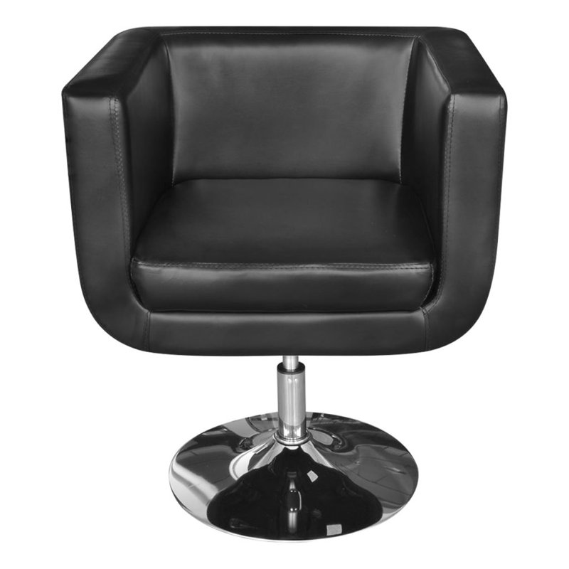 Armchairs with Chrome Base Faux Leather, Black Faux Leather