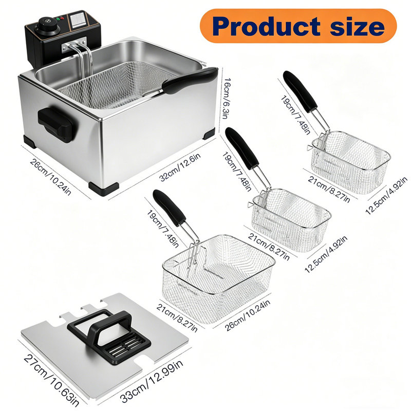 Friteuse électrique en acier inoxydable