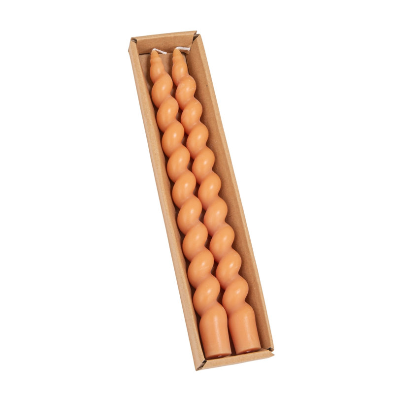 Bougies torsadées non parfumées en boîte, Beige, 1