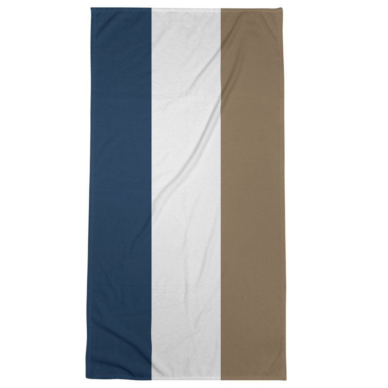 Cotton Blend Beach Towel, Blue/Ivory/Brown