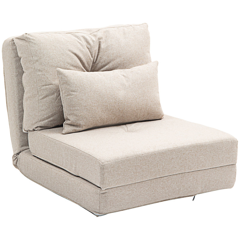 Canapé paresseux 2 en 1 avec dossier réglable à 5 positions, Beige