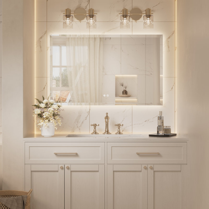 Beveled LED Backlit Bathroom Vanity Mirror, 30" x 48"