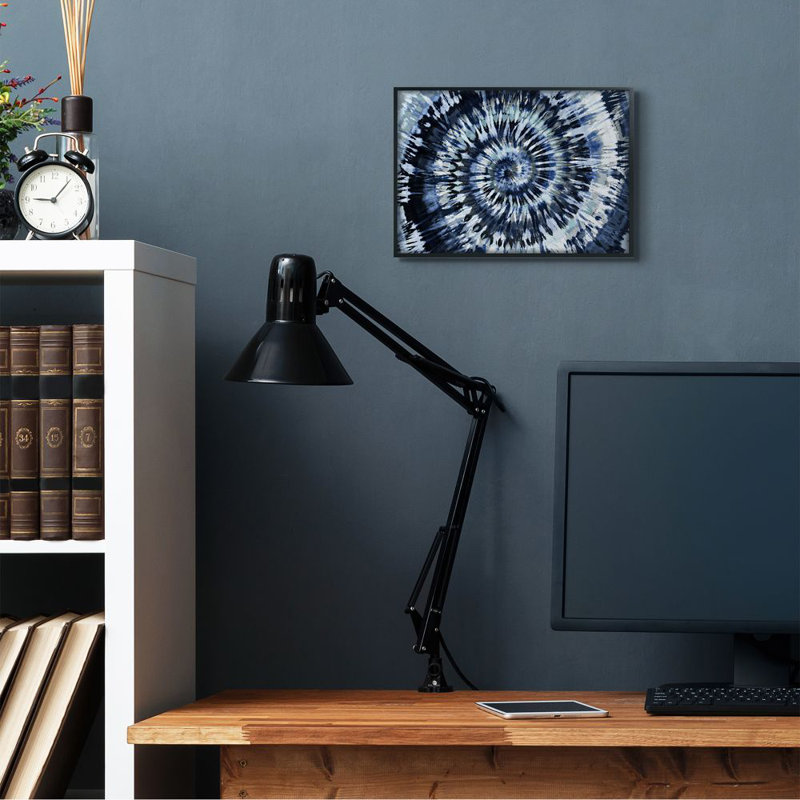 «Abstract Blue Grey Tie Dye» par Ziwei Li - impression, H 11 po x l 14 po, Giclée encadrée noir minuit