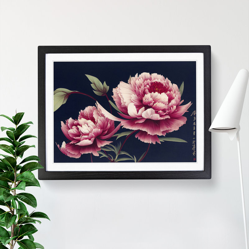 XH1022-9352X Ultimate Peonies - Single Picture Frame Print, 46cm H x 64cm W x 2cm D, Black Framed