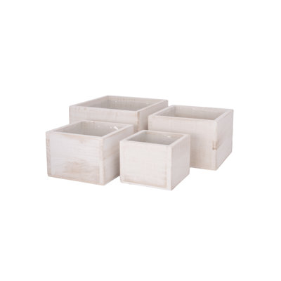Wooden Planter Set Of Four White
