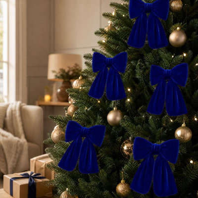Décorations de Noël : Ornements de 15 cm pour sapin, nœuds cadeaux, rubans à nouer pour sapins, couronnes et guirlandes, intérieur et extérieur.