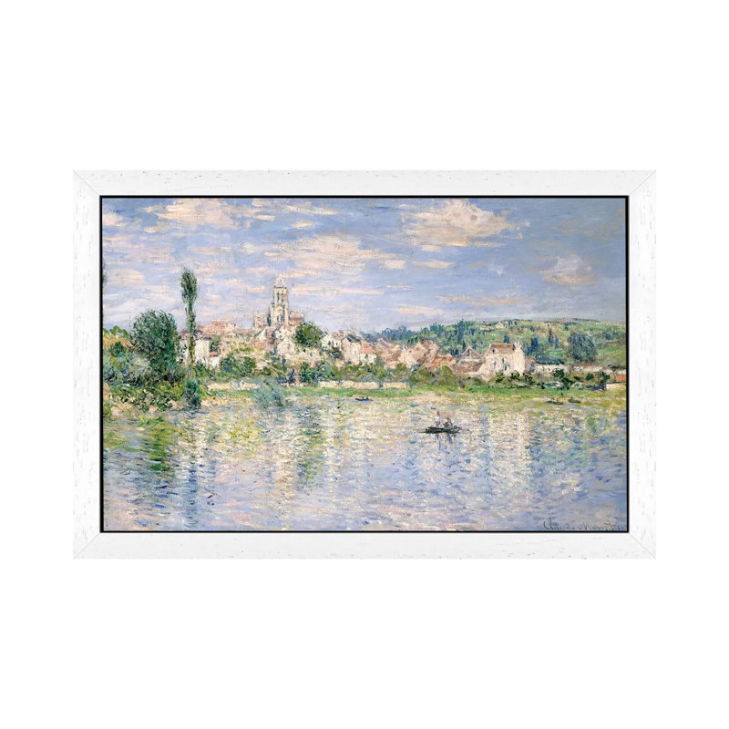 Vetheuil In Summer, 1880 by Claude Monet - Floater Frame Painting on Canvas, White Framed