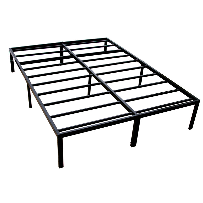 Black Steel Modern Queen Platform Bed, Heavy - Duty Construction, Holds 2000 Pounds, Storage Solution Bed Foundation, And Strong, Clean Simple Edges, Space